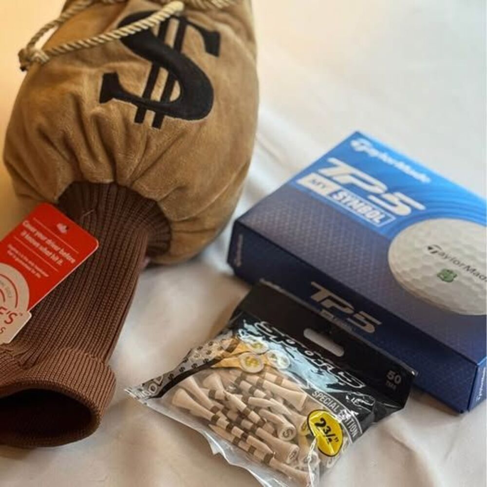 NWT-Golf Sport Accessories, Money Theme, Taylor Made Balls, Tee’s & Club Cover - Picture 8 of 10